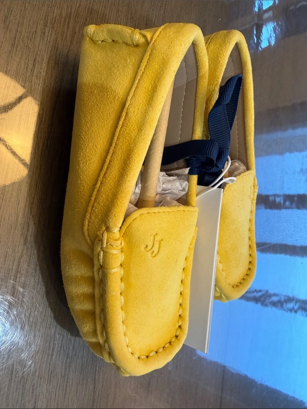 Janie and Jack Yellow Suede Moccasin/Loafers Size 6 NWT